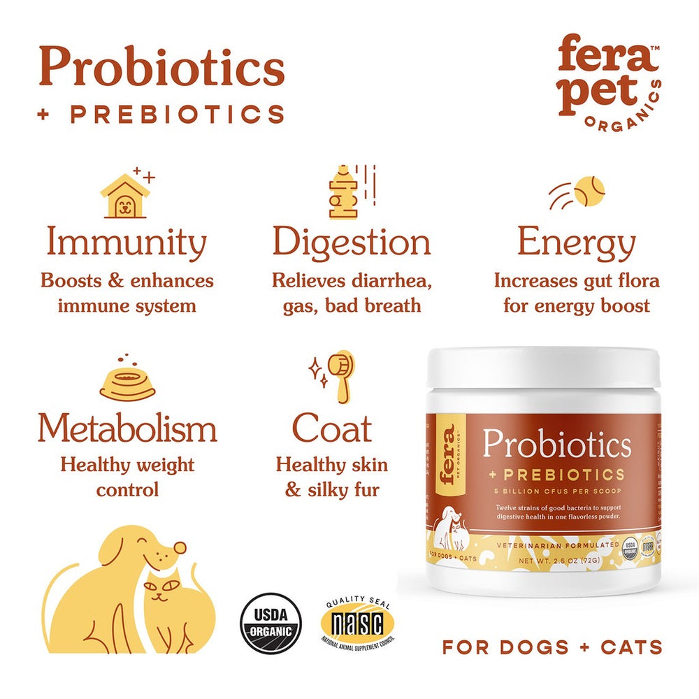 
            
                Load image into Gallery viewer, Fera Pet Organics Probiotics with Probiotics for Cats &amp;amp; Dogs 2.5oz (USDA Certified Organic)
            
        